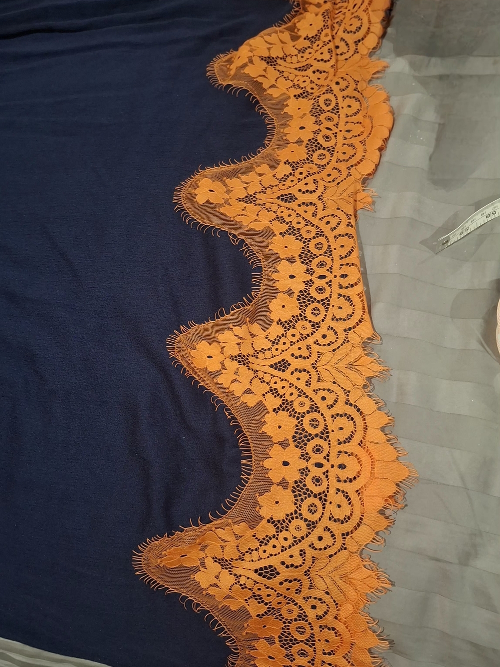 Umgee Navy and Orange Crochet Trim Mini Dress - Picture 6 of 11